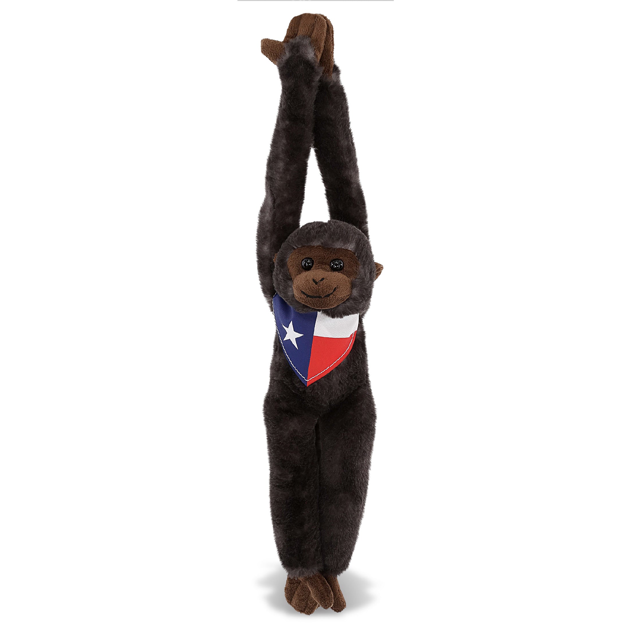 SUPER SOFT PLUSH - LONG ARM HANGING BLACK CAPUCHIN MONKEY WITH TEXAS FLAG BANDANA
