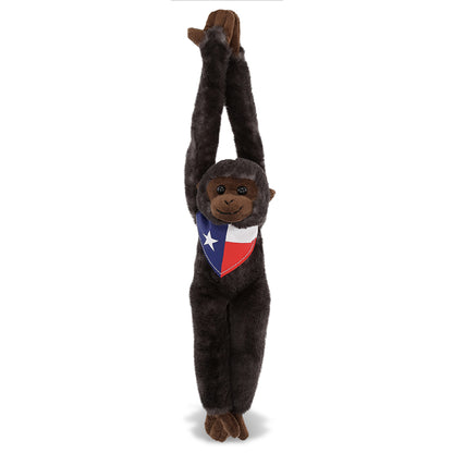 SUPER SOFT PLUSH - LONG ARM HANGING BLACK CAPUCHIN MONKEY WITH TEXAS FLAG BANDANA
