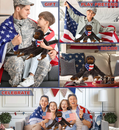 SUPER SOFT PLUSH - LONG ARM HANGING BLACK CAPUCHIN MONKEY WITH USA FLAG BANDANA