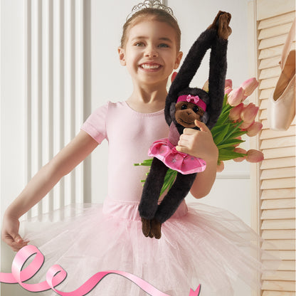 SUPER SOFT PLUSH - LONG ARM HANGING BLACK CAPUCHIN MONKEY BALLERINA