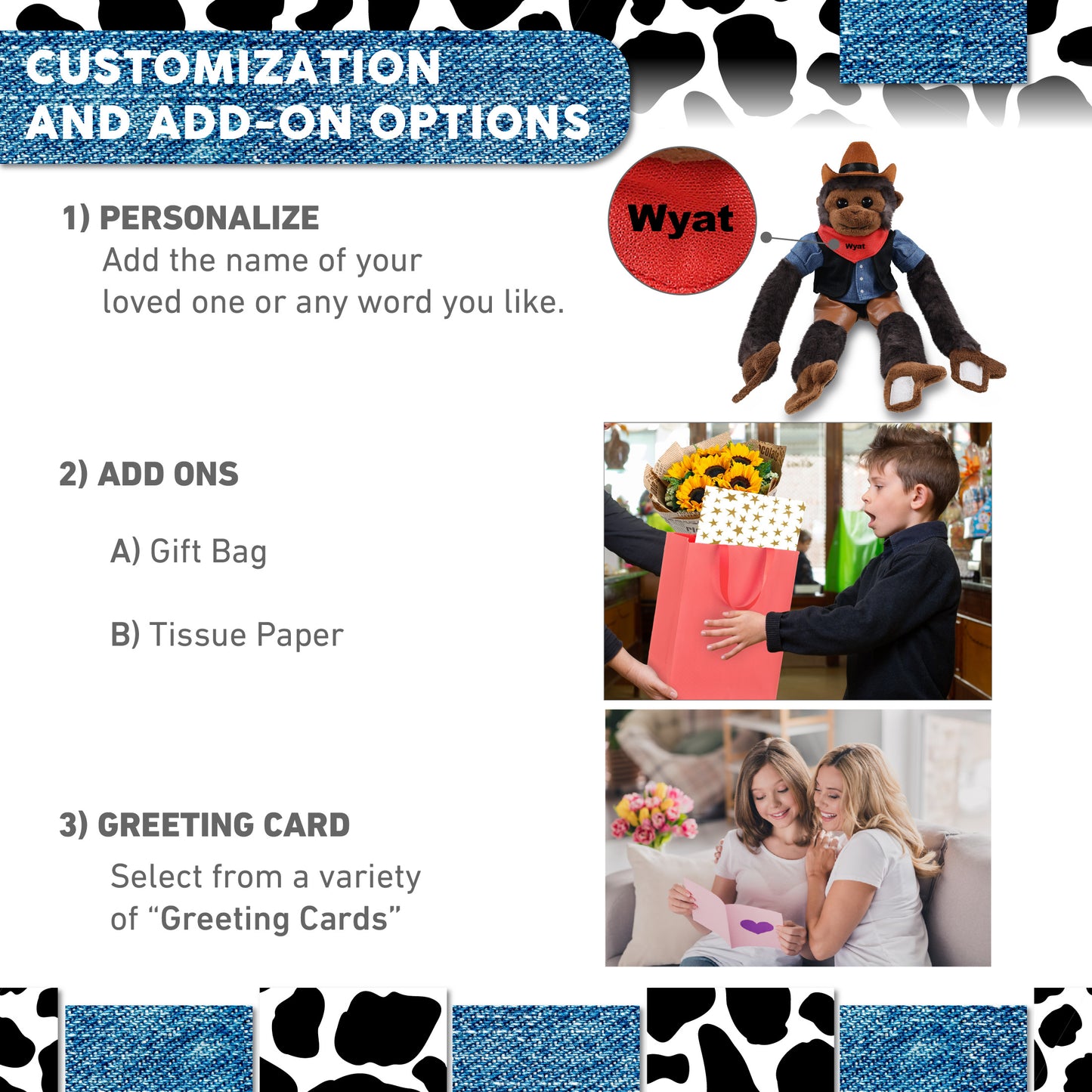 SUPER SOFT PLUSH - LONG ARM HANGING BLACK CAPUCHIN MONKEY COWBOY DRESS UP