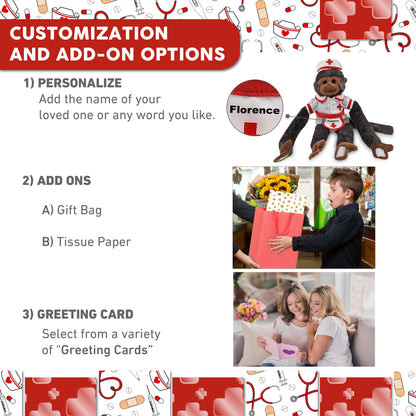 SUPER SOFT PLUSH - LONG ARM HANGING BLACK CAPUCHIN MONKEY With NURSE Dress-Up