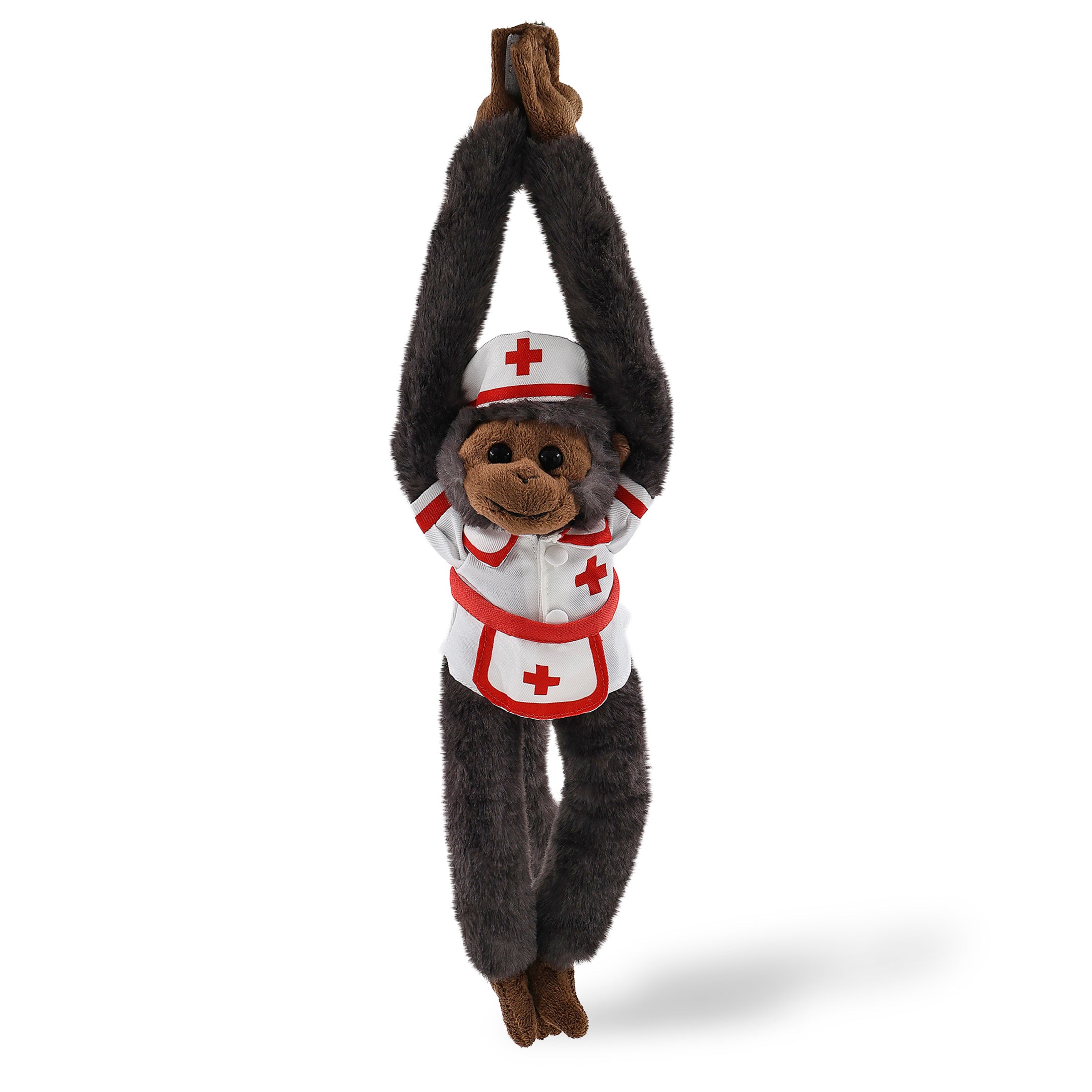 SUPER SOFT PLUSH - LONG ARM HANGING BLACK CAPUCHIN MONKEY With NURSE Dress-Up