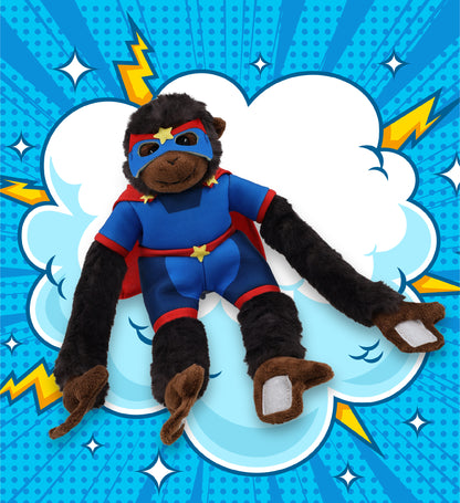 SUPER SOFT PLUSH - LONG ARM HANGING BLACK CAPUCHIN MONKEY SUPER HERO