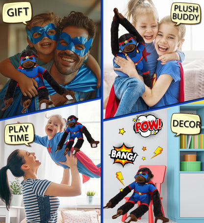 SUPER SOFT PLUSH - LONG ARM HANGING BLACK CAPUCHIN MONKEY SUPER HERO