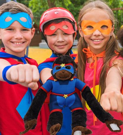 SUPER SOFT PLUSH - LONG ARM HANGING BLACK CAPUCHIN MONKEY SUPER HERO