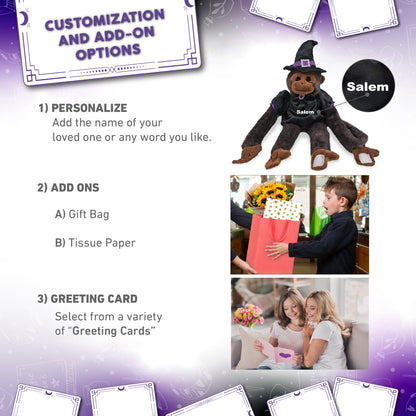 SUPER SOFT PLUSH - LONG ARM HANGING BLACK CAPUCHIN MONKEY WITCH