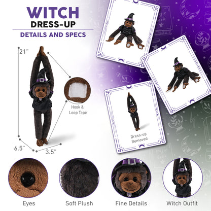 SUPER SOFT PLUSH - LONG ARM HANGING BLACK CAPUCHIN MONKEY WITCH