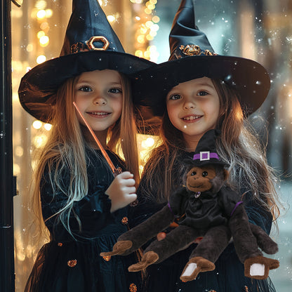 SUPER SOFT PLUSH - LONG ARM HANGING BLACK CAPUCHIN MONKEY WITCH