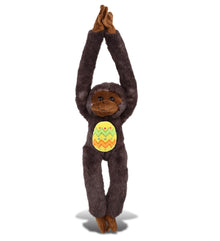 DolliBu Long Arm Black Capuchin Monkey with Yellow Easter Egg Plush - 21 Inches