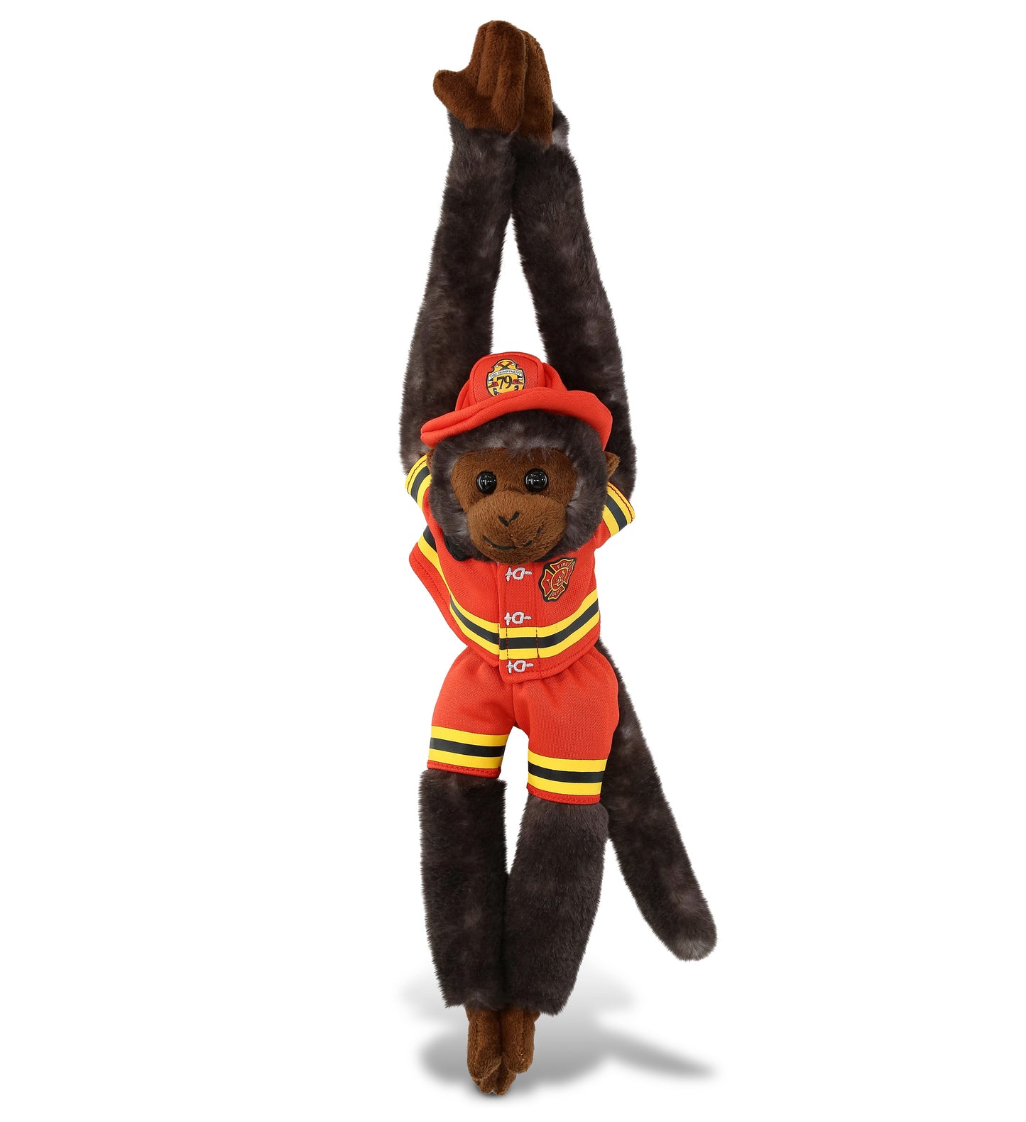 PLUSH FIREMAN - SUPER SOFT PLUSH - LONG ARM HANGING BLACK CAPUCHIN MONKEY