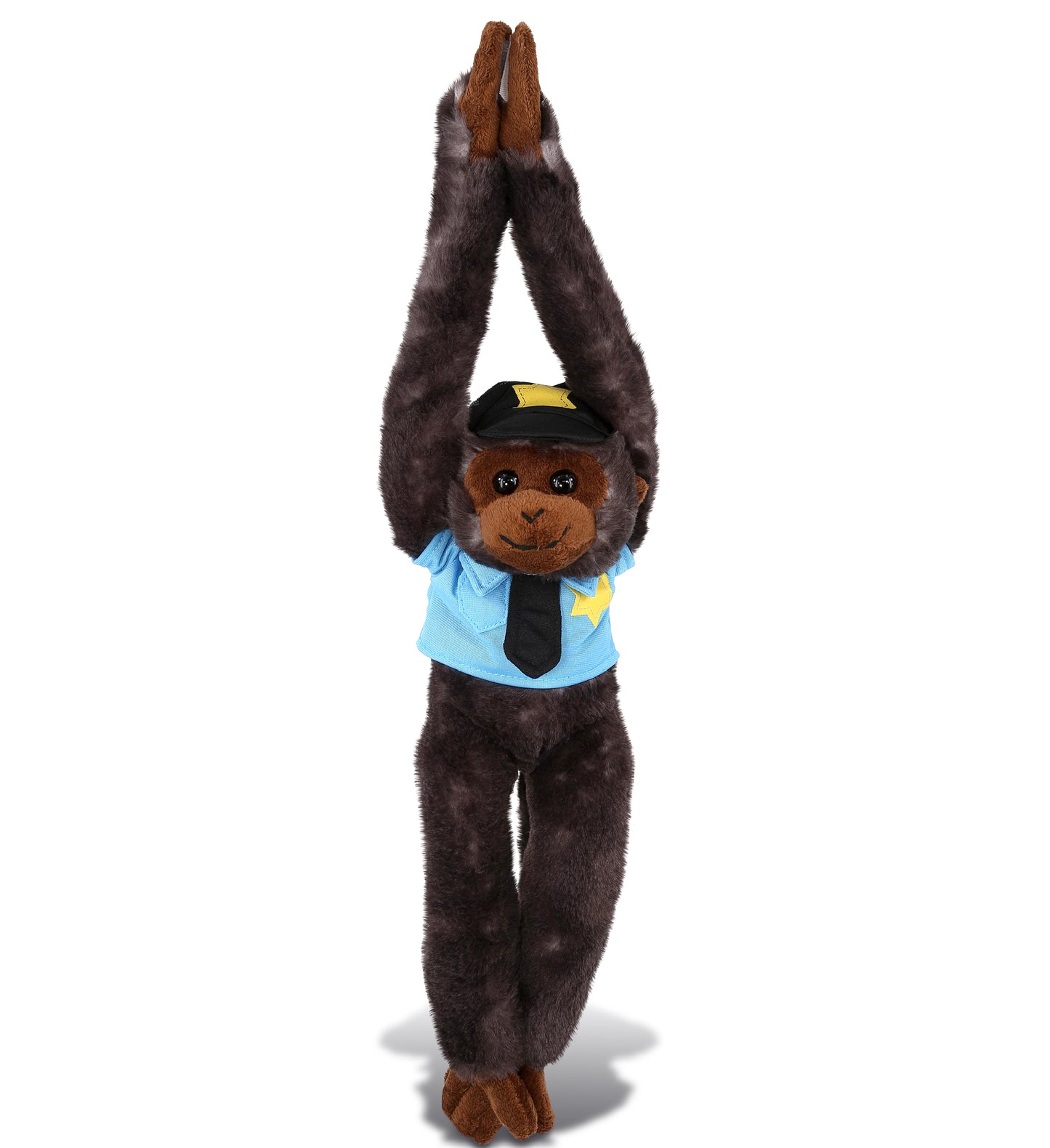 PLUSH POLICE - SUPER SOFT PLUSH - LONG ARM HANGING BLACK CAPUCHIN MONKEY