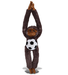 SUPER SOFT PLUSH - LONG ARM HANGING BLACK CAPUCHIN MONKEY WITH SOCCER PLUSH