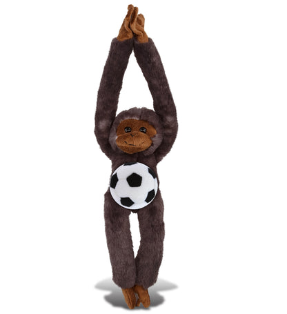 SUPER SOFT PLUSH - LONG ARM HANGING BLACK CAPUCHIN MONKEY WITH SOCCER PLUSH