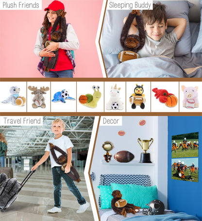 SUPER SOFT PLUSH - LONG ARM HANGING BLACK CAPUCHIN MONKEY WITH FOOTBALL PLUSH