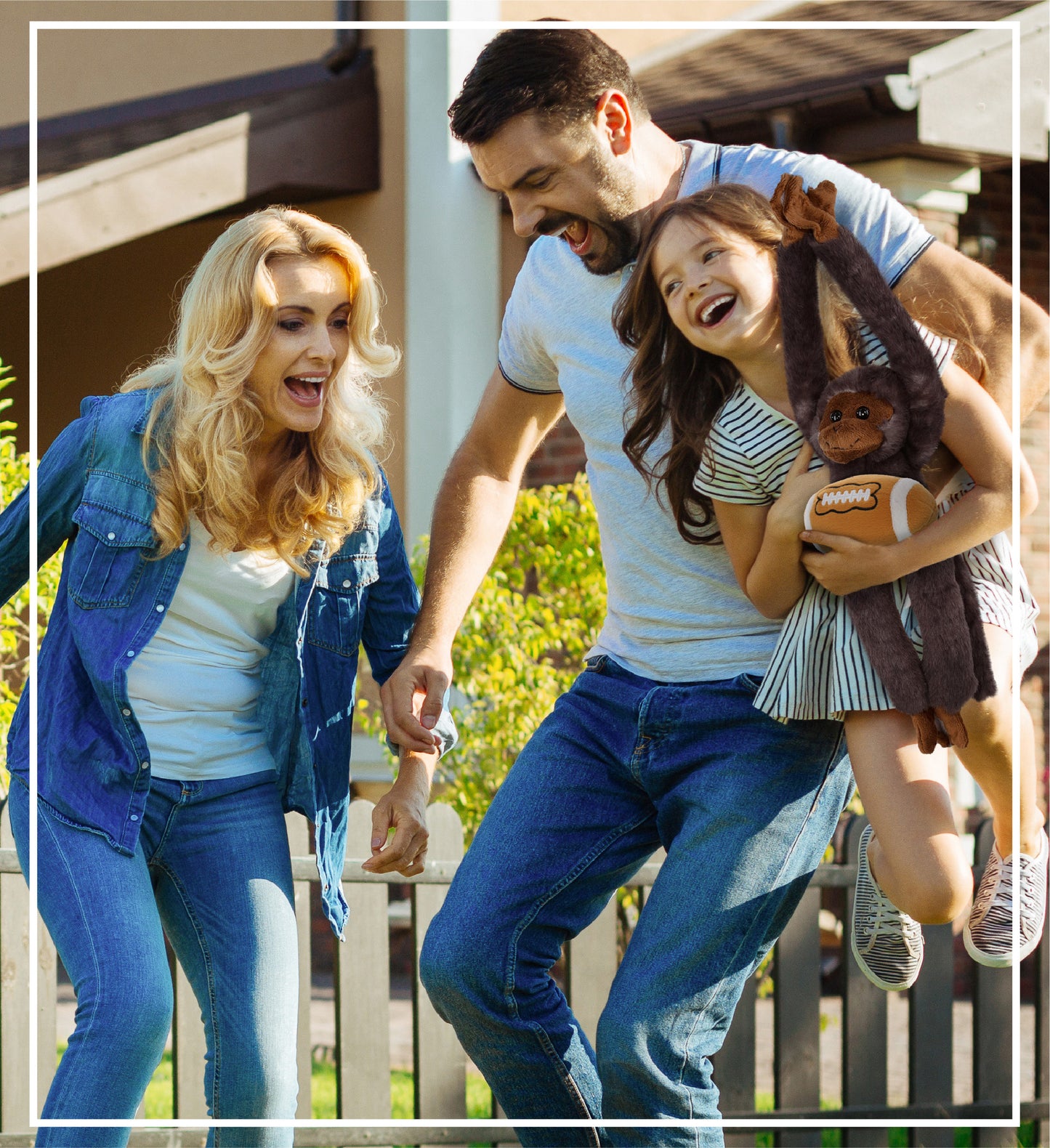 SUPER SOFT PLUSH - LONG ARM HANGING BLACK CAPUCHIN MONKEY WITH FOOTBALL PLUSH