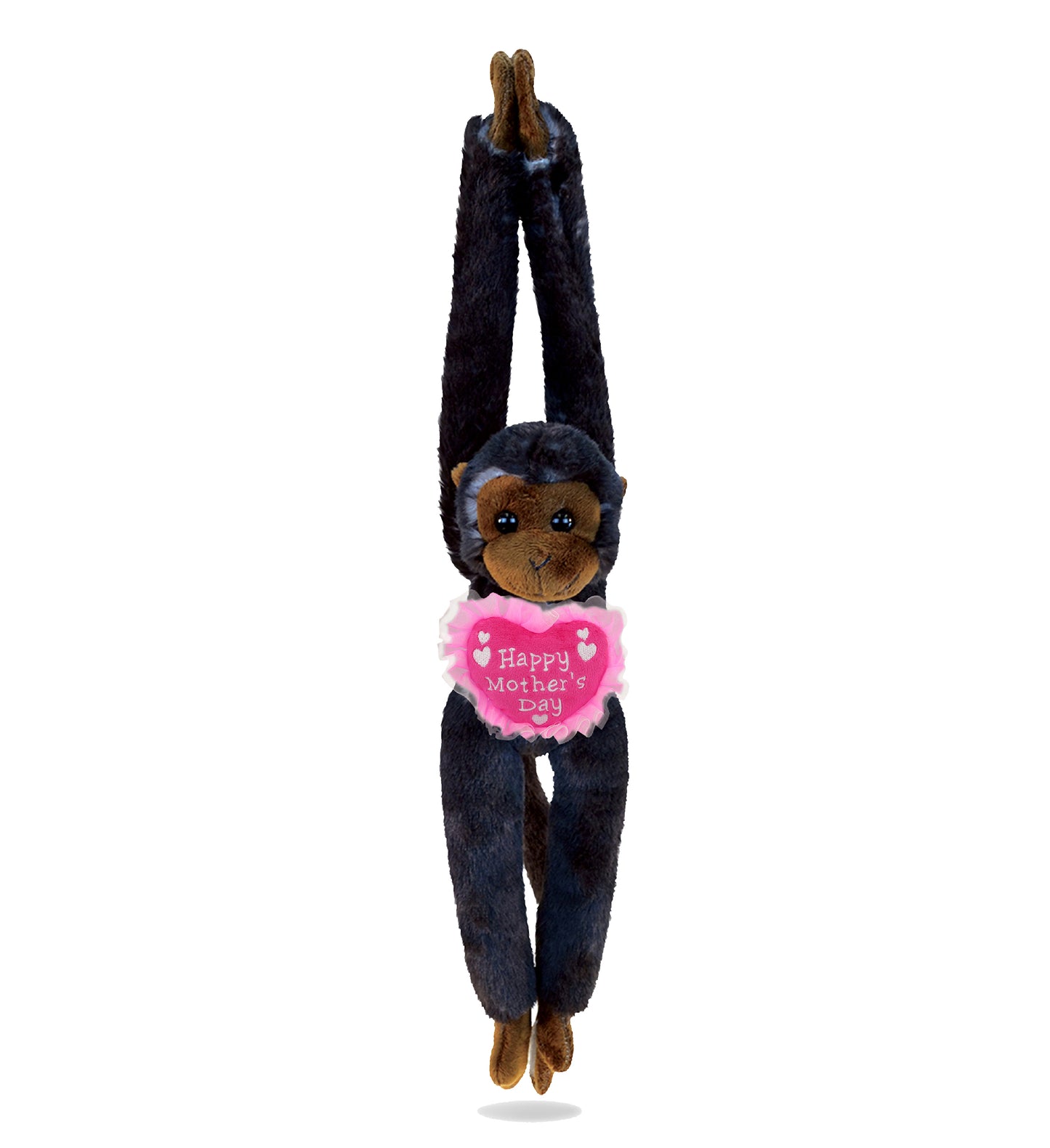 PLUSH MOTHERS DAY HEART - SUPER SOFT PLUSH - LONG ARM HANGING BLACK CAPUCHIN MONKEY