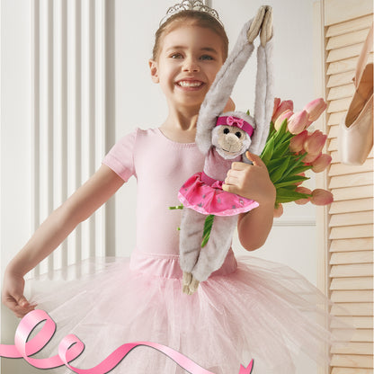 SUPER SOFT PLUSH - LONG ARM HANGING WHITE SQUIRREL MONKEY BALLERINA
