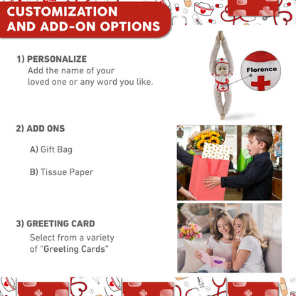 SUPER SOFT PLUSH - LONG ARM HANGING WHITE SQUIRREL MONKEY With NURSE Dress-Up