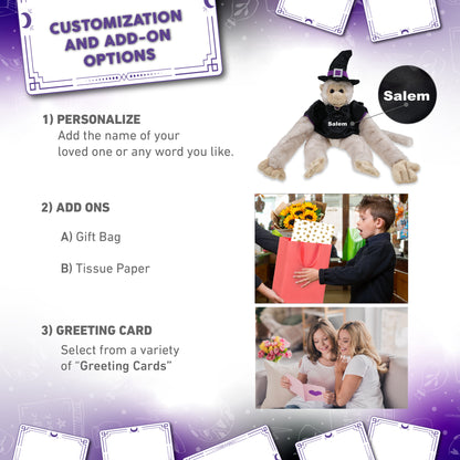 SUPER SOFT PLUSH - LONG ARM HANGING WHITE SQUIRREL MONKEY WITCH