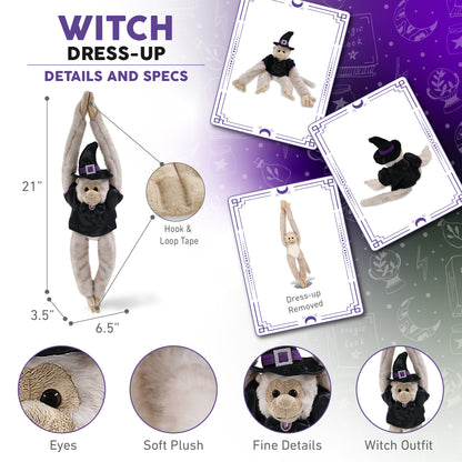 SUPER SOFT PLUSH - LONG ARM HANGING WHITE SQUIRREL MONKEY WITCH