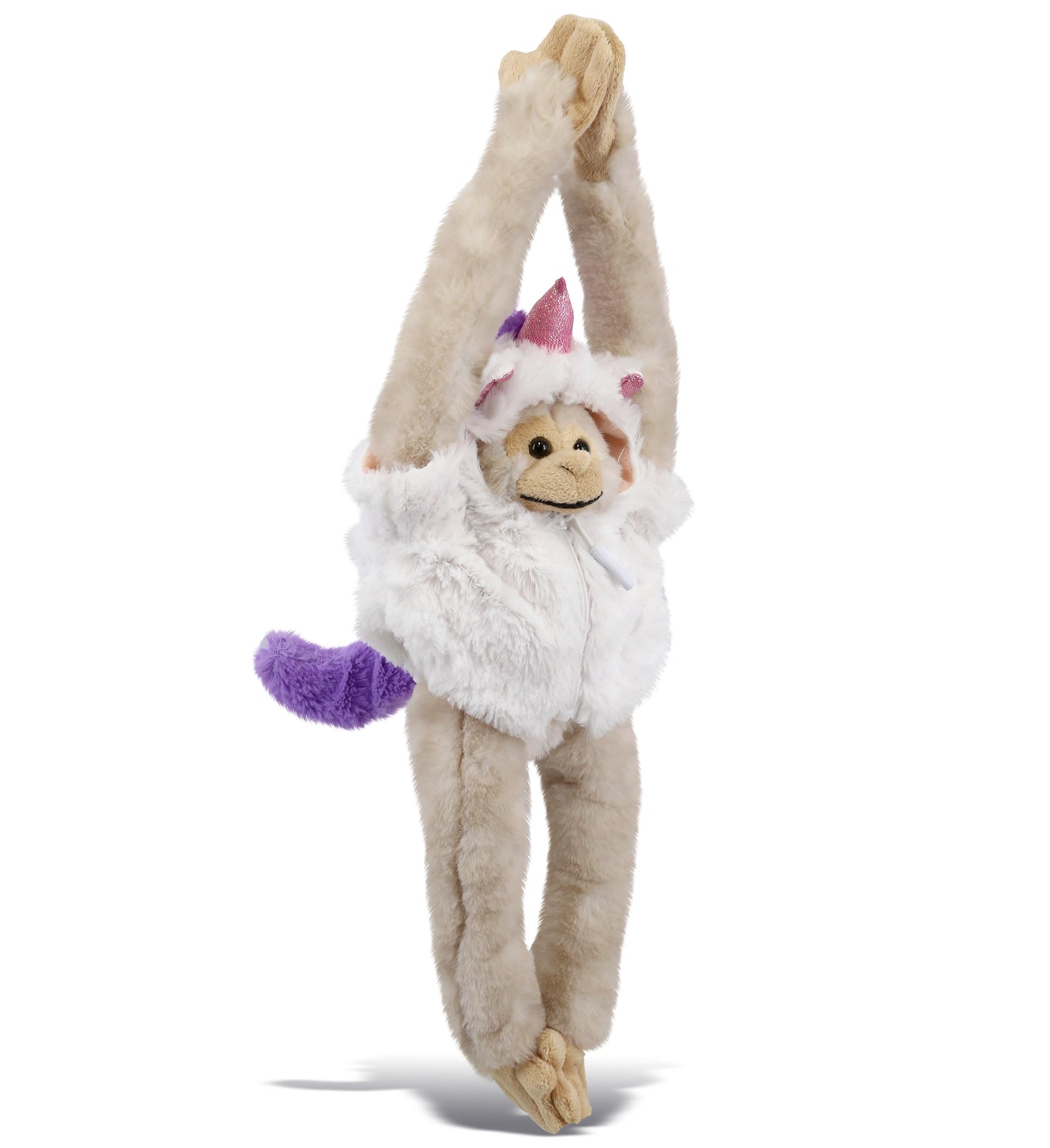 PLUSH UNICORN - SUPER SOFT PLUSH - LONG ARM HANGING WHITE SQUIRREL MONKEY