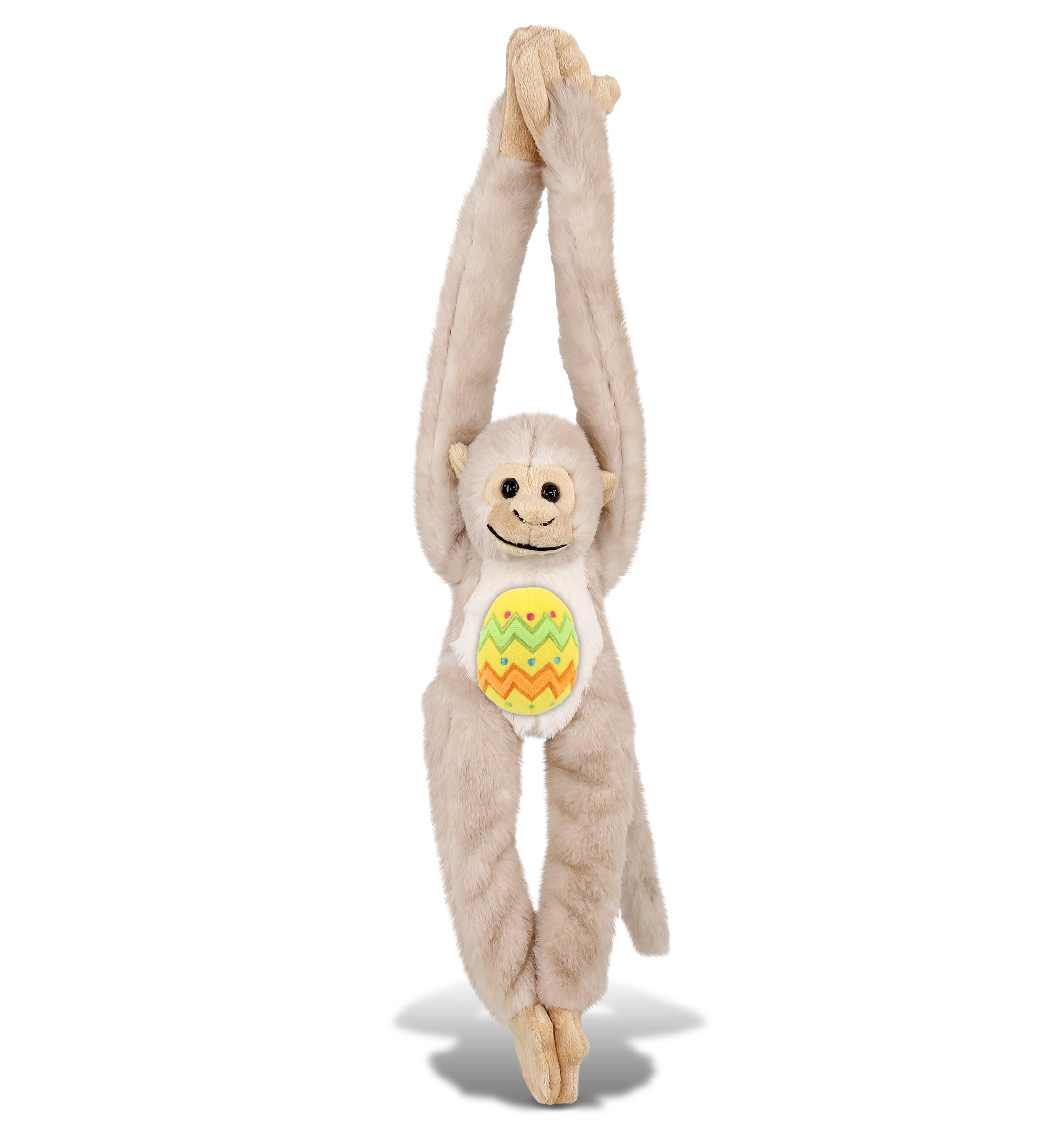 DolliBu Long Arm White Squirrel Monkey with Yellow Easter Egg Plush - 21 Inches