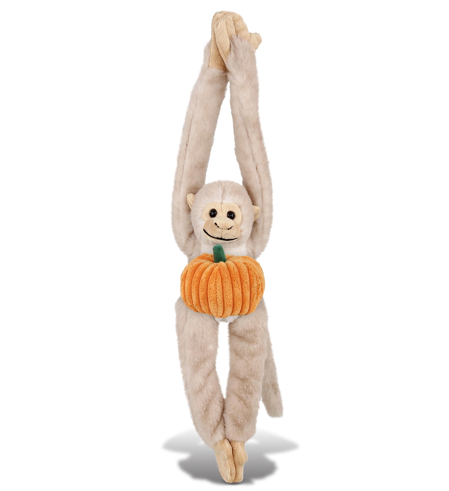 PLUSH PUMPKIN - SUPER SOFT PLUSH - LONG ARM HANGING WHITE SQUIRREL MONKEY