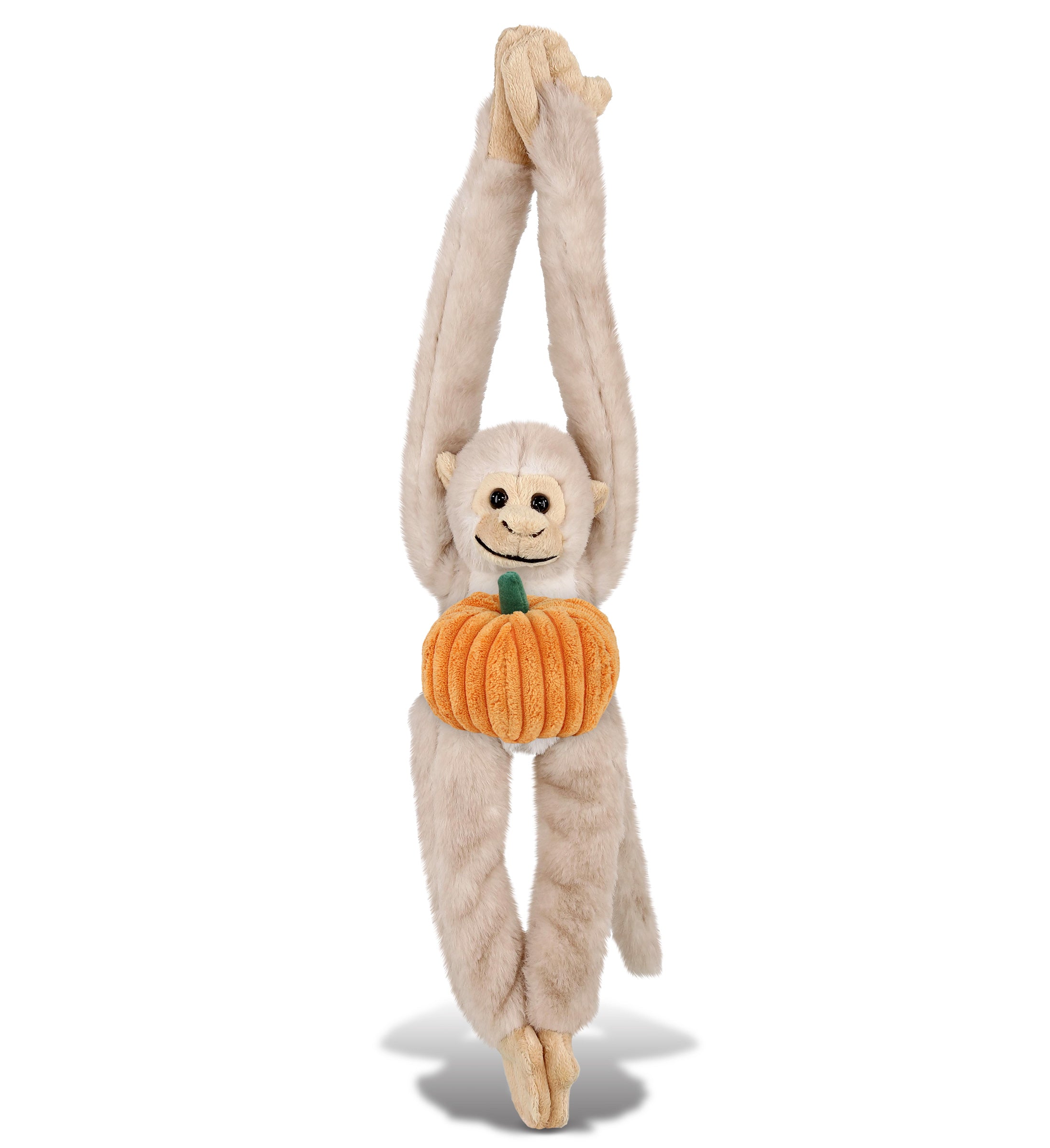 PLUSH PUMPKIN - SUPER SOFT PLUSH - LONG ARM HANGING WHITE SQUIRREL MONKEY