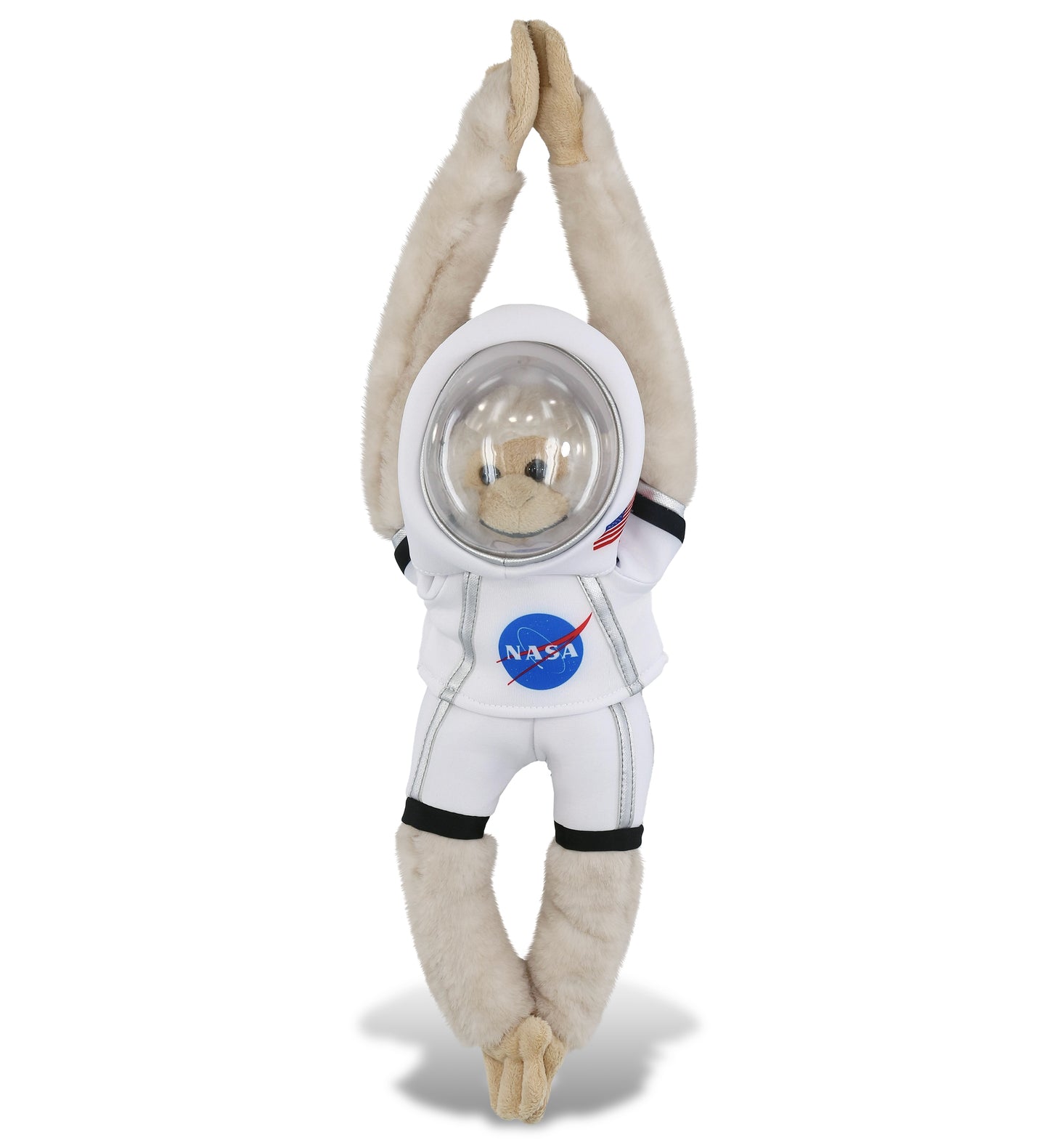 PLUSH ASTRONAUT - SUPER SOFT PLUSH - LONG ARM HANGING WHITE SQUIRREL MONKEY
