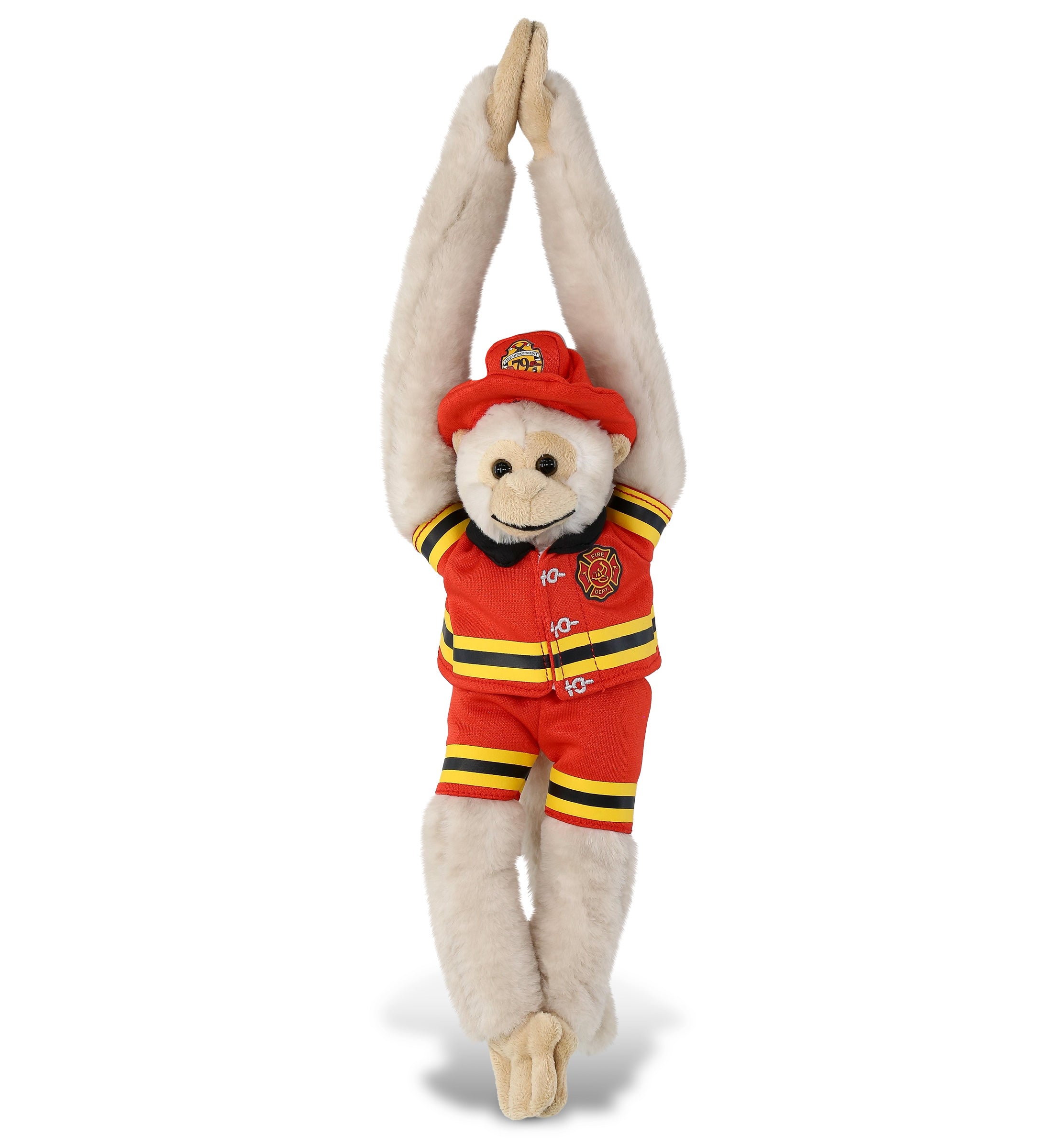 PLUSH FIREMAN - SUPER SOFT PLUSH - LONG ARM HANGING WHITE SQUIRREL MONKEY