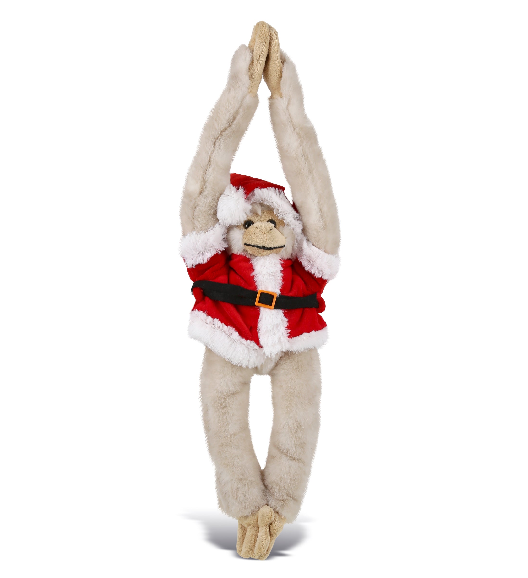 PLUSH SANTA - SUPER SOFT PLUSH - LONG ARM HANGING WHITE SQUIRREL MONKEY