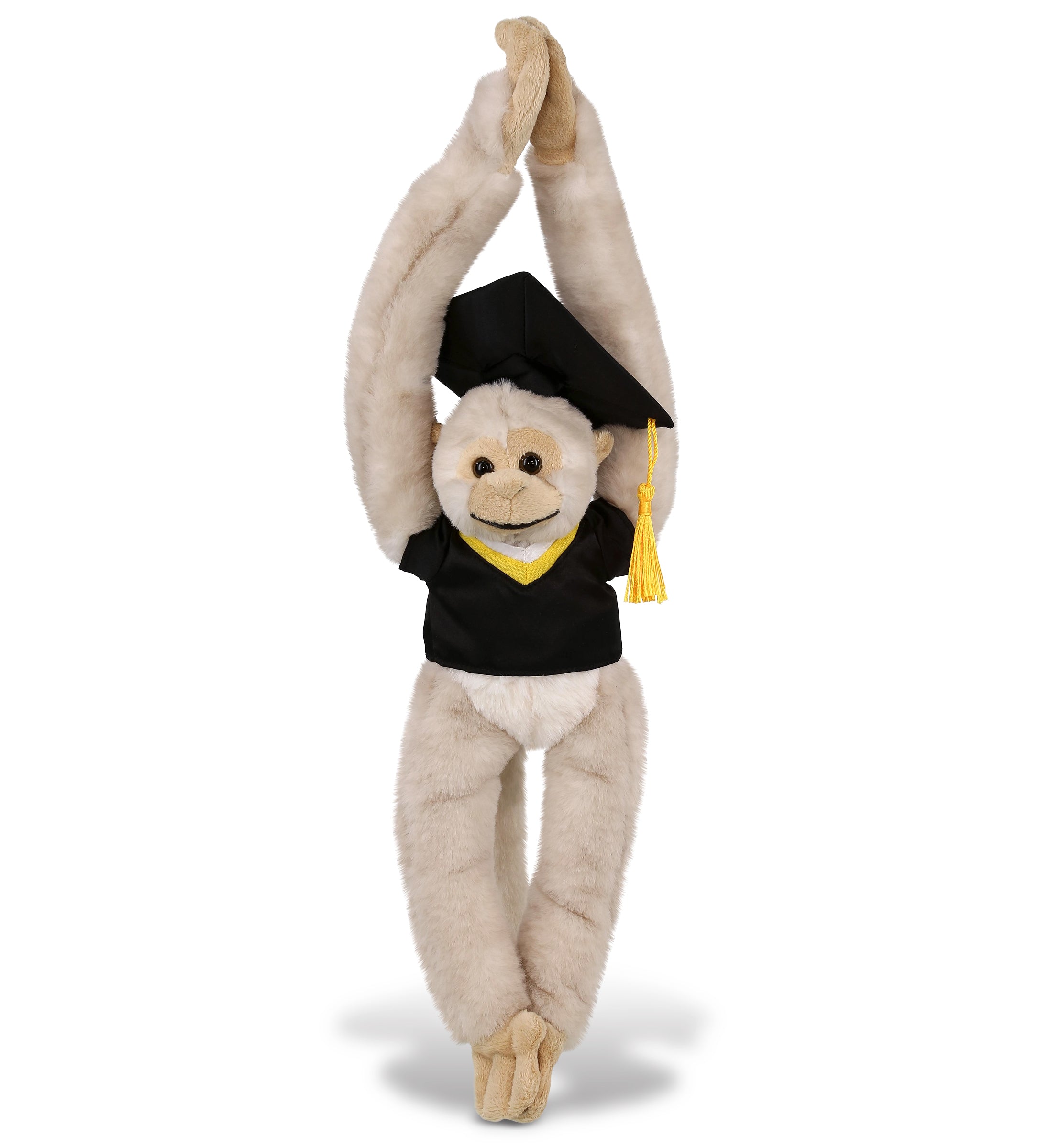 PLUSH GRADUATION - SUPER SOFT PLUSH - LONG ARM HANGING WHITE SQUIRREL MONKEY