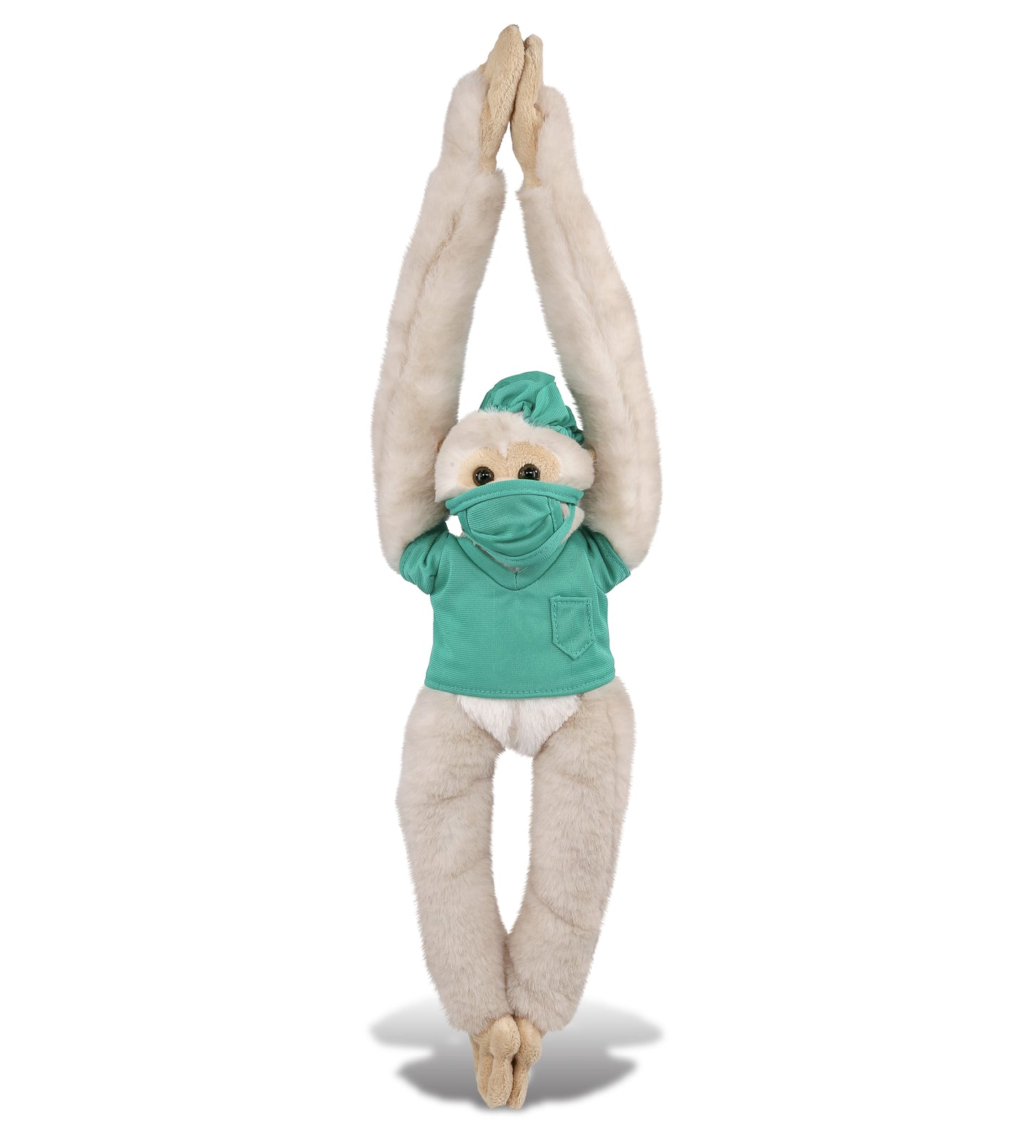 PLUSH DOCTOR - SUPER SOFT PLUSH - LONG ARM HANGING WHITE SQUIRREL MONKEY
