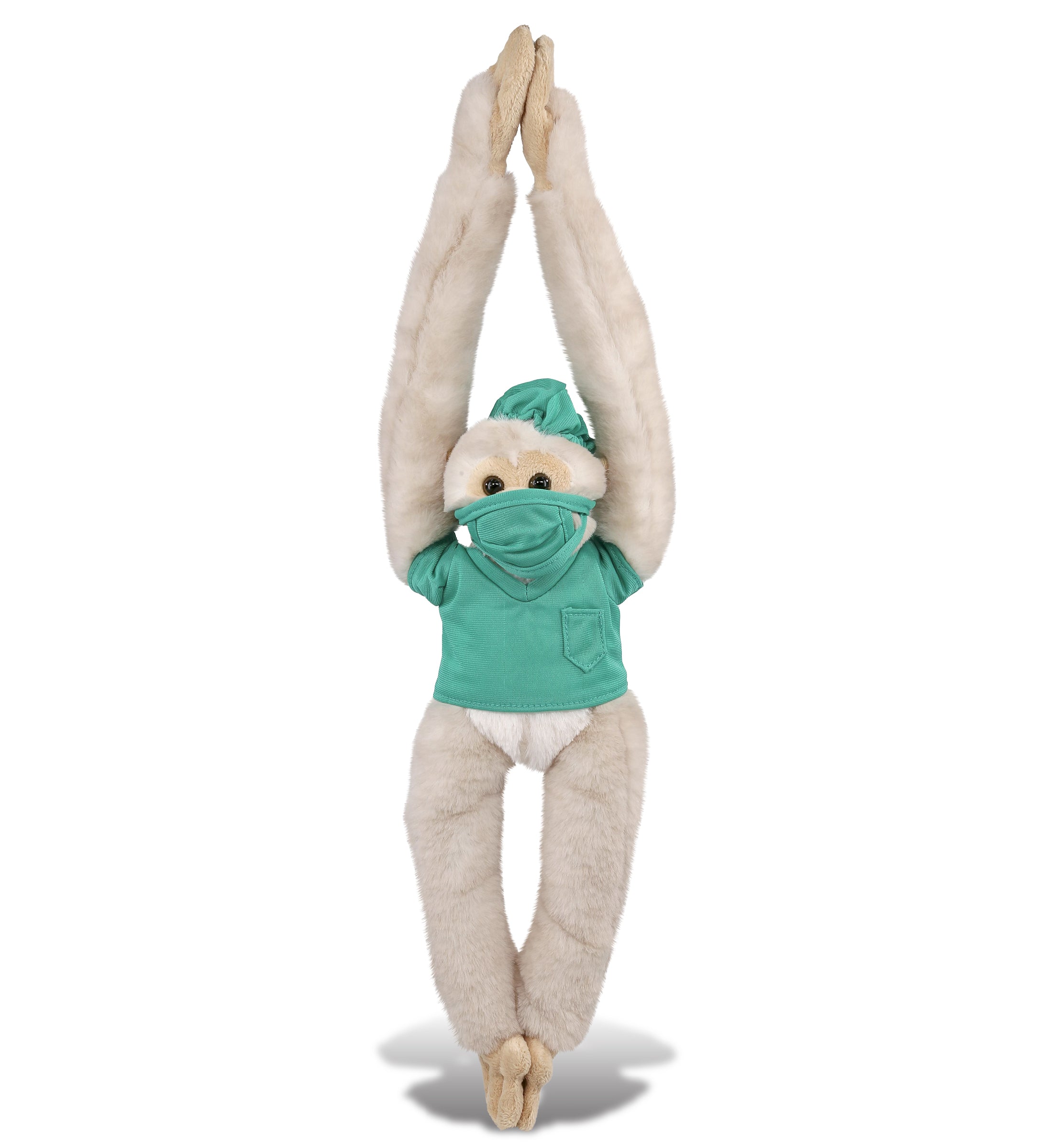 PLUSH DOCTOR - SUPER SOFT PLUSH - LONG ARM HANGING WHITE SQUIRREL MONKEY