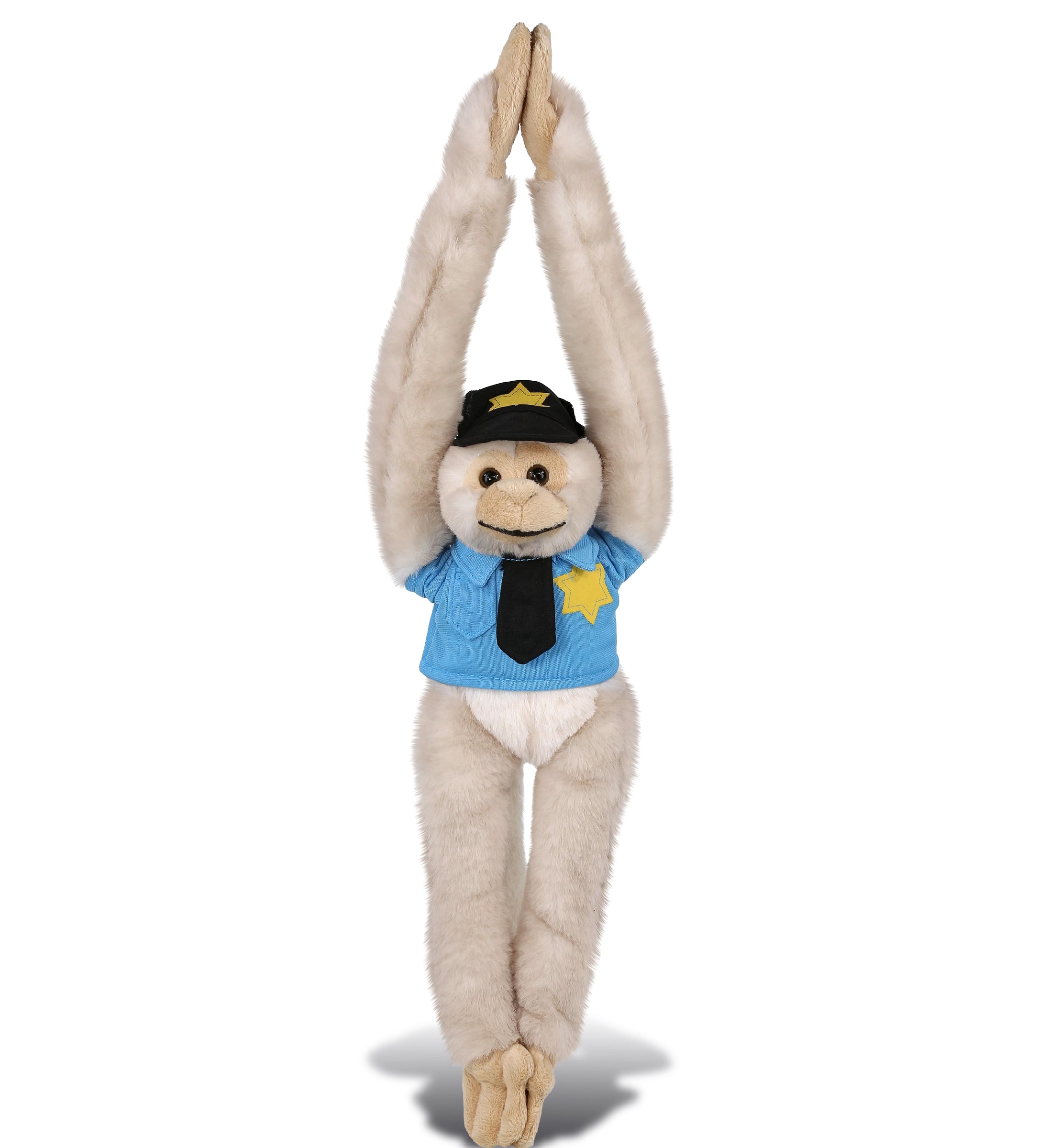 PLUSH POLICE - SUPER SOFT PLUSH - LONG ARM HANGING WHITE SQUIRREL MONKEY