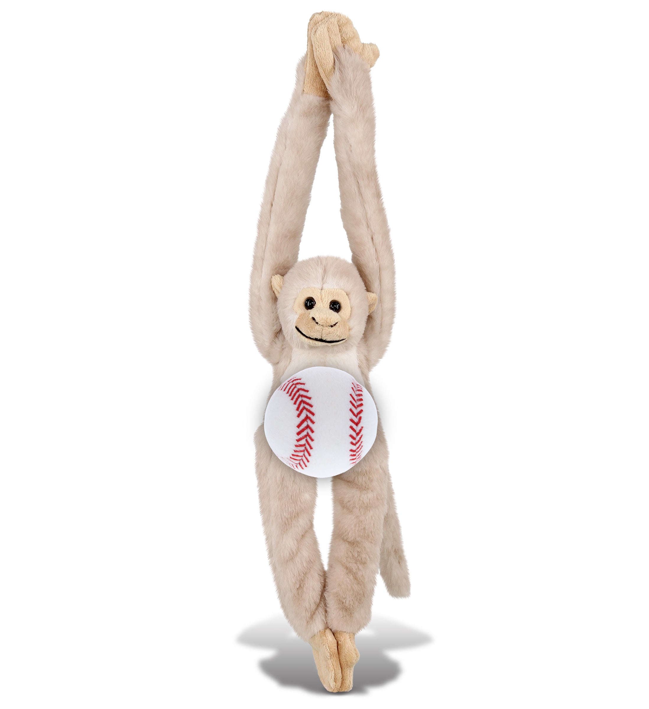 PLUSH BASEBALL - SUPER SOFT PLUSH - LONG ARM HANGING WHITE SQUIRREL MONKEY