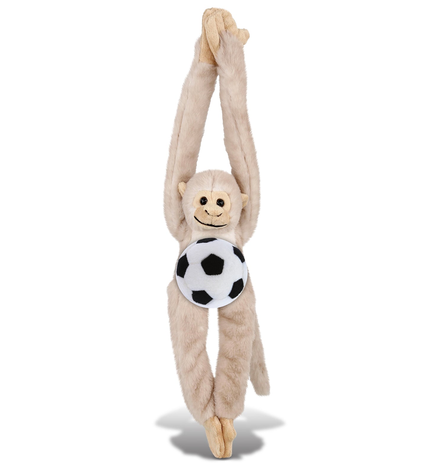 SUPER SOFT PLUSH - LONG ARM HANGING WHITE SQUIRREL MONKEY WITH SOCCER PLUSH