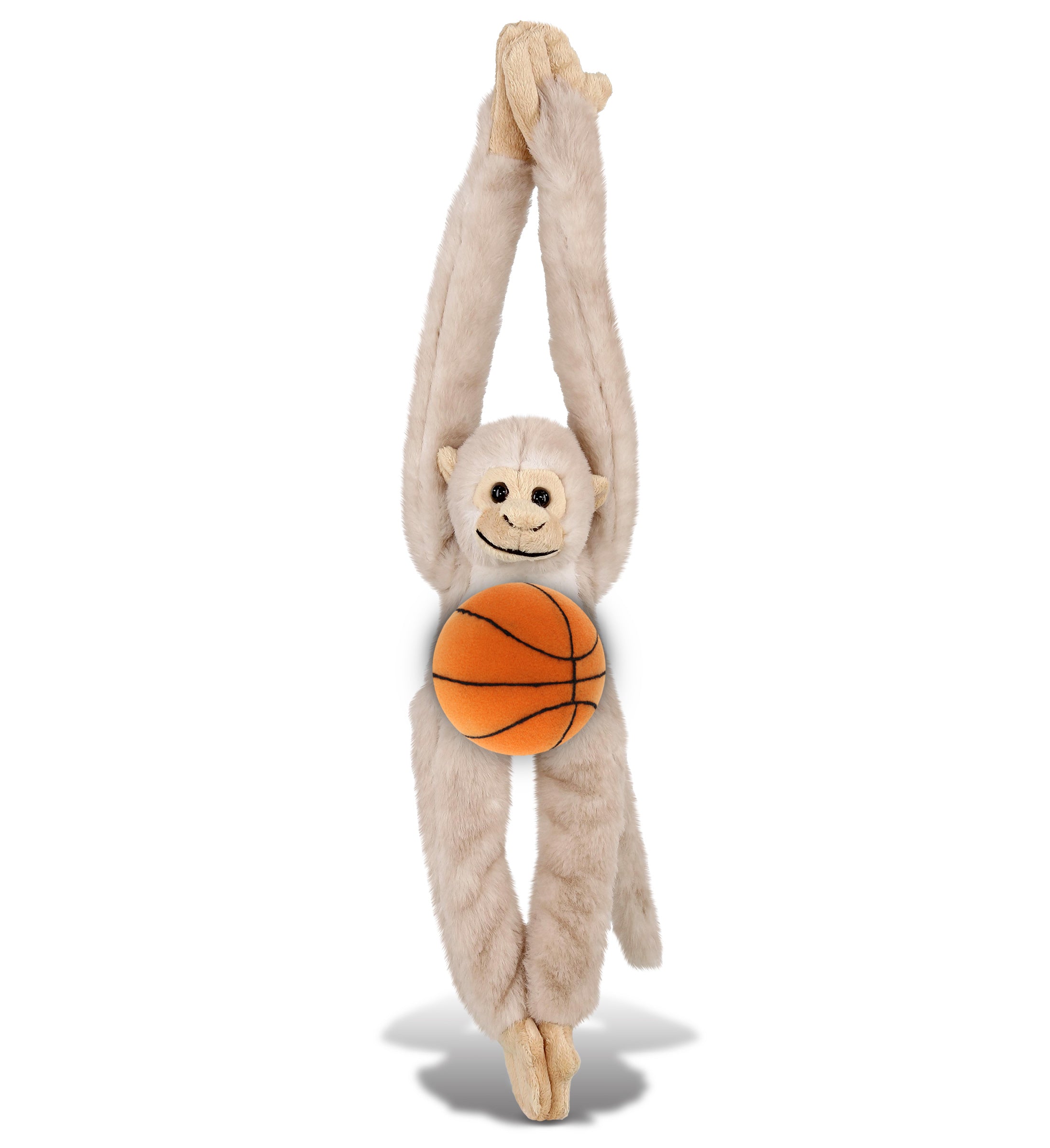 PLUSH BASKETBALL - SUPER SOFT PLUSH - LONG ARM HANGING WHITE SQUIRREL MONKEY