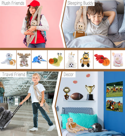 SUPER SOFT PLUSH - LONG ARM HANGING WHITE SQUIRREL MONKEY WITH FOOTBALL PLUSH