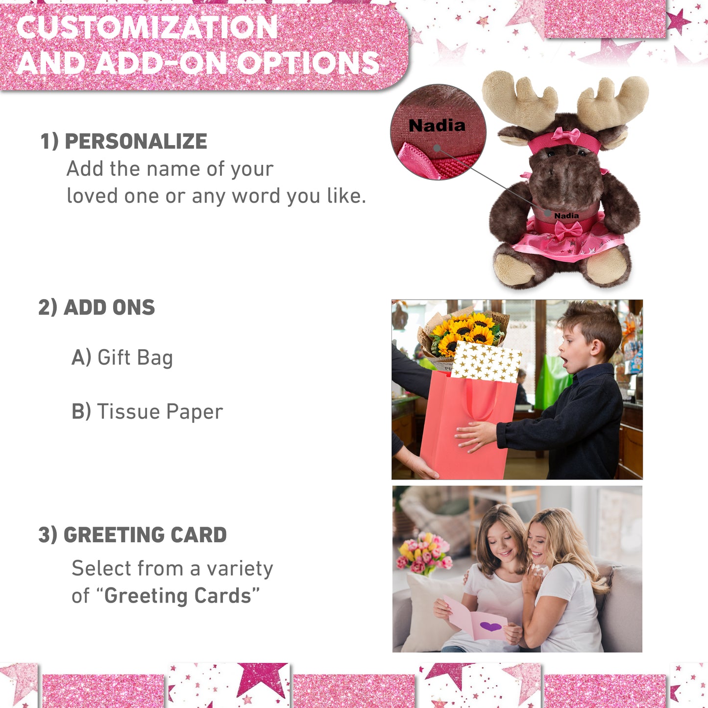 SUPER SOFT PLUSH - BROWNISH SITTING MOOSE WITH BALLERINA DRESS UP