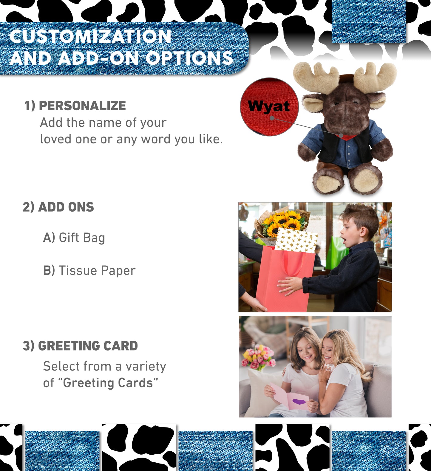 SUPER SOFT PLUSH - BROWNISH SITTING MOOSE With COWBOY Dress Up