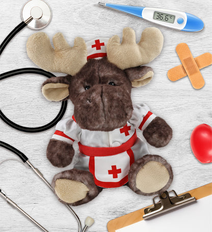 SUPER SOFT PLUSH - BROWNISH SITTING MOOSE NURSE