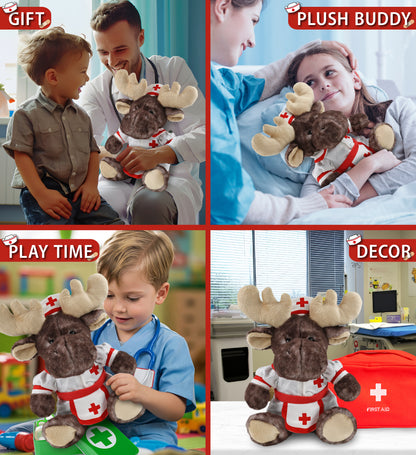 SUPER SOFT PLUSH - BROWNISH SITTING MOOSE NURSE