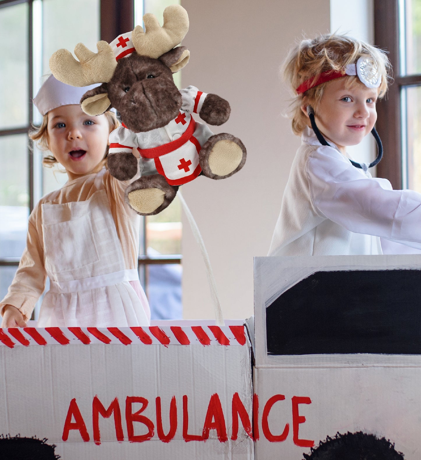 SUPER SOFT PLUSH - BROWNISH SITTING MOOSE NURSE