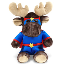 SUPER SOFT PLUSH - BROWNISH SITTING MOOSE With SUPER HERO Dress Up