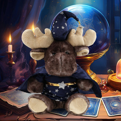 SUPER SOFT PLUSH - BROWNISH SITTING MOOSE WIZARD
