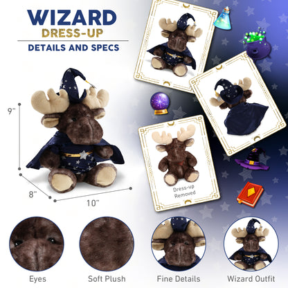 SUPER SOFT PLUSH - BROWNISH SITTING MOOSE WIZARD
