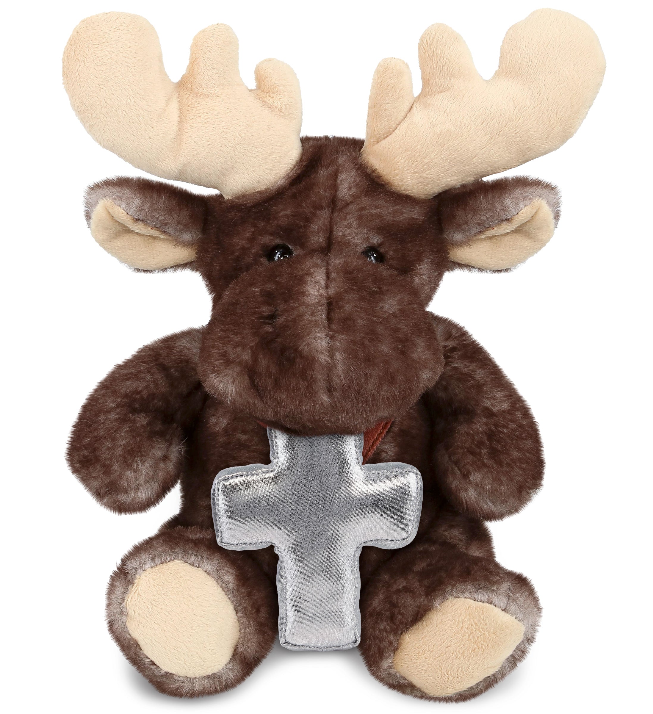 PLUSH CROSS - SUPER SOFT PLUSH - BROWNISH SITTING MOOSE