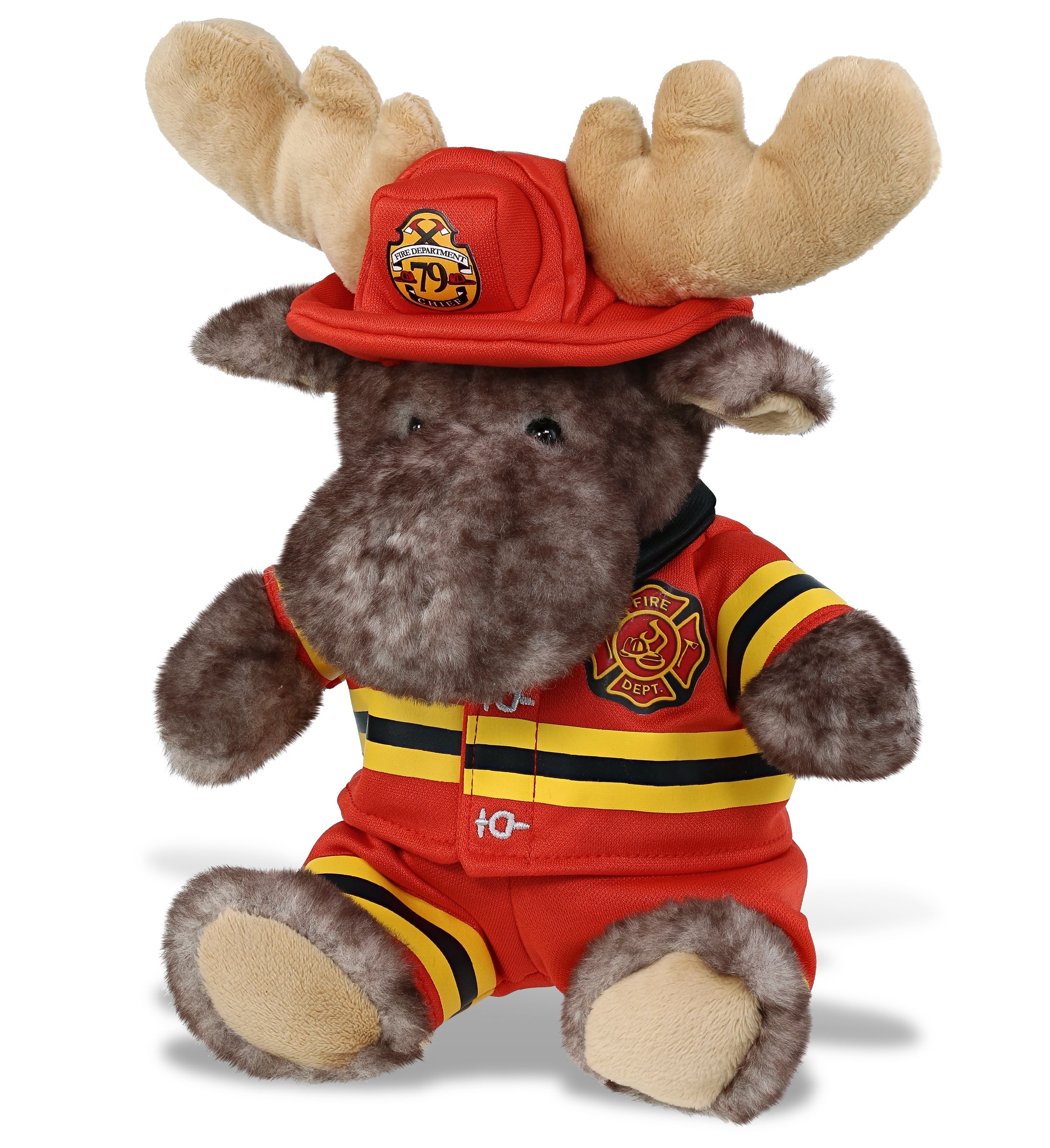 PLUSH FIREMAN - SUPER SOFT PLUSH - BROWNISH SITTING MOOSE